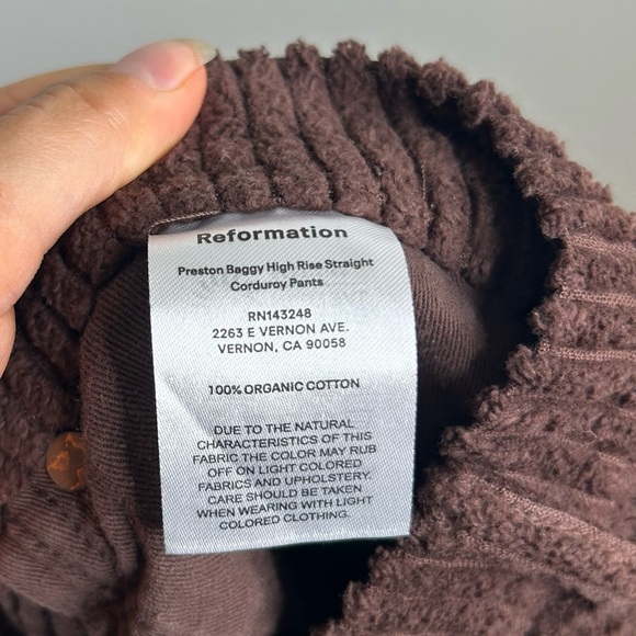 NWT Reformation 100% Organic Cotton Preston Baggy Straight Corduroy Pant 31 - Picture 10 of 14